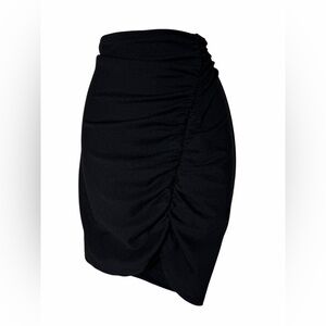 Anthropologie ruched side black Pencil skirt slightly asymmetrical size medium